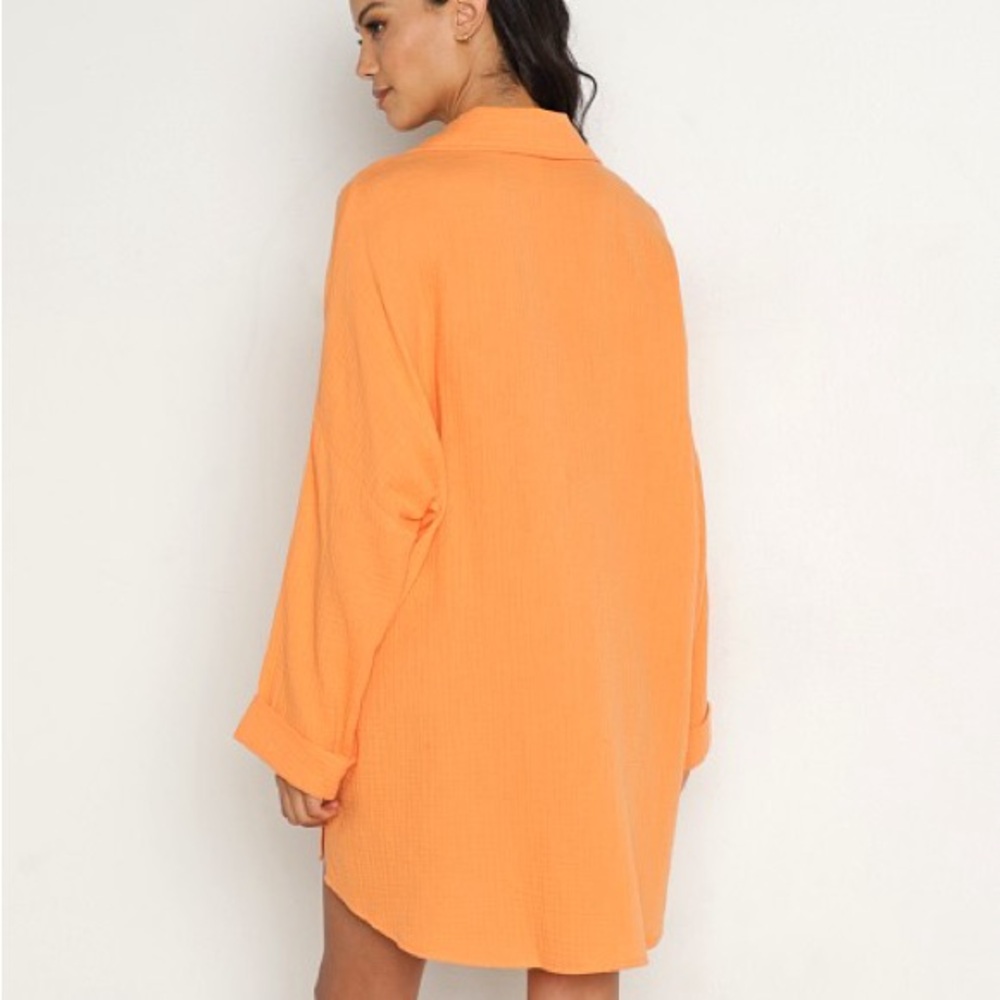 Show Me Your MuMu Vibrant Orange Swim Cover-Up 100% Cotton - Picture 2 of 7